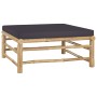 Reposapiés de jardín bambú con cojín gris oscuro de vidaXL, Sofás modulares de exterior - Ref: Foro24-313155, Precio: 80,39 €...