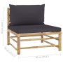 Set de muebles de jardín 2 piezas bambú y cojines gris oscuro de vidaXL, Sofás modulares de exterior - Ref: Foro24-313151, Pr...