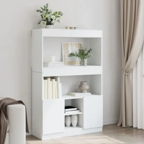 Aparador alto madera de ingeniería blanco 92x33x140 cm de , Librerías y estanterías - Ref: Foro24-3309609, Precio: 95,09 €, D...