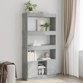 Aparador alto madera de ingeniería gris hormigón 92x33x180 cm de , Librerías y estanterías - Ref: Foro24-3309621, Precio: 105...