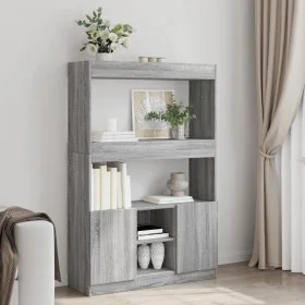 Aparador alto madera de ingeniería gris Sonoma 92x33x140 cm de , Librerías y estanterías - Ref: Foro24-3309614, Precio: 94,14...