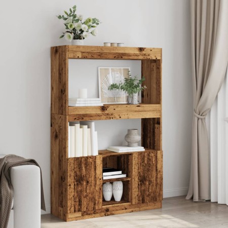 Aparador alto madera ingeniería madera envejecida 92x33x140 cm de , Librerías y estanterías - Ref: Foro24-3309616, Precio: 92...