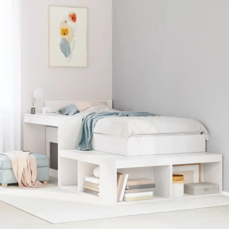 Mueble con escritorio madera maciza pino blanco 232x112x75 cm de , Mesitas de noche - Ref: Foro24-855760, Precio: 199,42 €, D...