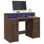 Escritorio con LED madera ingeniería marrón roble 120x55x91 cm de , Escritorios - Ref: Foro24-3309417, Precio: 180,11 €, Desc...