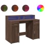 Escritorio con LED madera ingeniería marrón roble 120x55x91 cm de , Escritorios - Ref: Foro24-3309417, Precio: 180,11 €, Desc...