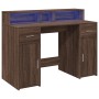Escritorio con LED madera ingeniería marrón roble 120x55x91 cm de , Escritorios - Ref: Foro24-3309417, Precio: 180,11 €, Desc...