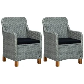 Sillas de jardín con cojines 2 uds ratán sintético gris claro de vidaXL, Sillas de jardín - Ref: Foro24-313317, Precio: 225,3...