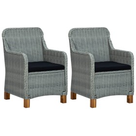 Sillas de jardín con cojines 2 uds ratán sintético gris claro de vidaXL, Sillas de jardín - Ref: Foro24-313317, Precio: 229,1...