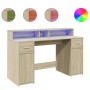 Escritorio con LED madera ingeniería roble Sonoma 140x55x91 cm de , Escritorios - Ref: Foro24-3309422, Precio: 193,10 €, Desc...