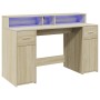 Escritorio con LED madera ingeniería roble Sonoma 140x55x91 cm de , Escritorios - Ref: Foro24-3309422, Precio: 193,10 €, Desc...