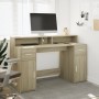 Escritorio con LED madera ingeniería roble Sonoma 140x55x91 cm de , Escritorios - Ref: Foro24-3309422, Precio: 193,10 €, Desc...