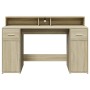 Escritorio con LED madera ingeniería roble Sonoma 140x55x91 cm de , Escritorios - Ref: Foro24-3309422, Precio: 193,10 €, Desc...