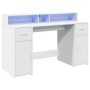 Escritorio con luz LED madera ingeniería blanco 140x55x91 cm de , Escritorios - Ref: Foro24-3309420, Precio: 203,32 €, Descue...