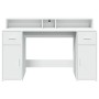 Escritorio con luz LED madera ingeniería blanco 140x55x91 cm de , Escritorios - Ref: Foro24-3309420, Precio: 203,32 €, Descue...