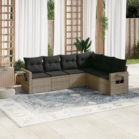 Set de muebles de jardín 6 pzas y cojines ratán sintético gris en Conjuntos de jardín | Comprar online en Foru.es