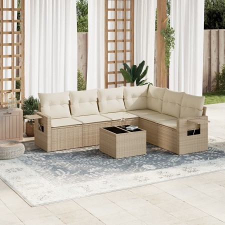 Set sofás de jardín 7 piezas y cojines ratán sintético beige en Conjuntos de jardín | Comprar online en Foru.es