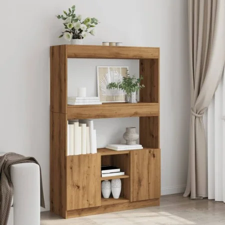 Aparador alto madera de ingeniería roble artesanal 92x33x140 cm de , Librerías y estanterías - Ref: Foro24-3309617, Precio: 9...