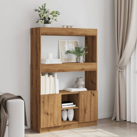 Aparador alto madera de ingeniería roble artesanal 92x33x140 cm de , Librerías y estanterías - Ref: Foro24-3309617, Precio: 9...