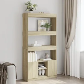 Aparador alto madera de ingeniería roble Sonoma 92x33x180 cm de , Librerías y estanterías - Ref: Foro24-3309620, Precio: 104,...