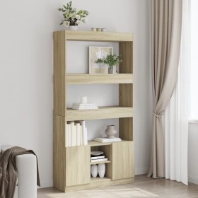 Aparador alto madera de ingeniería roble Sonoma 92x33x180 cm de , Librerías y estanterías - Ref: Foro24-3309620, Precio: 106,...