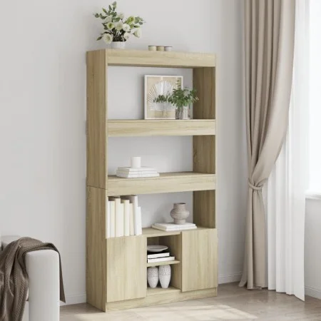Aparador alto madera de ingeniería roble Sonoma 92x33x180 cm de , Librerías y estanterías - Ref: Foro24-3309620, Precio: 104,...