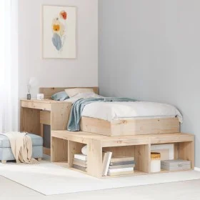 Mueble con escritorio madera maciza pino 222x107x75 cm de , Mesitas de noche - Ref: Foro24-855756, Precio: 130,98 €, Descuent...