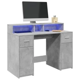Escritorio con LED madera ingeniería gris hormigón 120x55x91 cm de , Escritorios - Ref: Foro24-3309414, Precio: 213,96 €, Des...