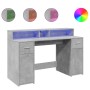 Escritorio con LED madera ingeniería gris hormigón 140x55x91 cm de , Escritorios - Ref: Foro24-3309423, Precio: 204,77 €, Des...