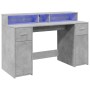 Escritorio con LED madera ingeniería gris hormigón 140x55x91 cm de , Escritorios - Ref: Foro24-3309423, Precio: 204,77 €, Des...