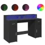 Escritorio con luz LED madera ingeniería negro 140x55x91 cm de , Escritorios - Ref: Foro24-3309421, Precio: 287,67 €, Descuen...