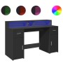 Escritorio con luz LED madera ingeniería negro 140x55x91 cm de , Escritorios - Ref: Foro24-3309421, Precio: 277,79 €, Descuen...