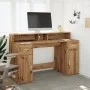 Escritorio con LED madera ingeniería roble artisian 140x55x91cm de , Escritorios - Ref: Foro24-3309428, Precio: 195,52 €, Des...