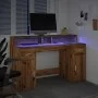 Escritorio con LED madera ingeniería roble artisian 140x55x91cm de , Escritorios - Ref: Foro24-3309428, Precio: 195,52 €, Des...