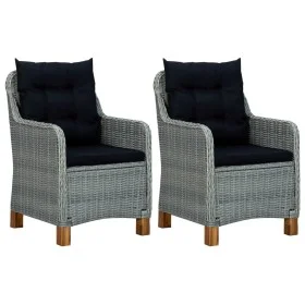 Sillas de jardín con cojines 2 uds ratán sintético gris claro de vidaXL, Sillas de jardín - Ref: Foro24-313318, Precio: 273,6...