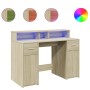 Escritorio con LED madera ingeniería roble Sonoma 120x55x91 cm de , Escritorios - Ref: Foro24-3309413, Precio: 188,30 €, Desc...