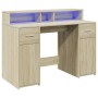 Escritorio con LED madera ingeniería roble Sonoma 120x55x91 cm de , Escritorios - Ref: Foro24-3309413, Precio: 188,30 €, Desc...