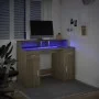Schreibtisch mit LED-Beleuchtung, Eichenholz in Sonoma-Optik, 120x55x91 cm. von , Schreibtische - Ref: Foro24-3309413, Preis:...