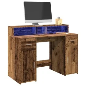 Engineered aged wood desk with LED lights 120x55x91 cm by , Desks - Ref: Foro24-3309418, Price: 167,44 €, Discount: %
