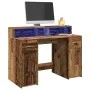 Escritorio con LED madera ingeniería envejecida 120x55x91 cm de , Escritorios - Ref: Foro24-3309418, Precio: 167,44 €, Descue...