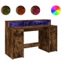 Escritorio con LED madera ingeniería roble ahumado 140x55x91 cm de , Escritorios - Ref: Foro24-3309424, Precio: 172,41 €, Des...