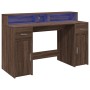 Escritorio con LED madera ingeniería marrón roble 140x55x91 cm de , Escritorios - Ref: Foro24-3309426, Precio: 181,10 €, Desc...