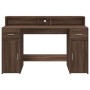 Escritorio con LED madera ingeniería marrón roble 140x55x91 cm de , Escritorios - Ref: Foro24-3309426, Precio: 181,10 €, Desc...