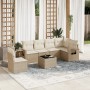 Set sofás de jardín 7 piezas y cojines ratán sintético beige en Conjuntos de jardín | Comprar online en Foru.es