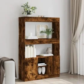 Aparador alto madera de ingeniería roble ahumado 92x33x140 cm de , Librerías y estanterías - Ref: Foro24-3309613, Precio: 93,...