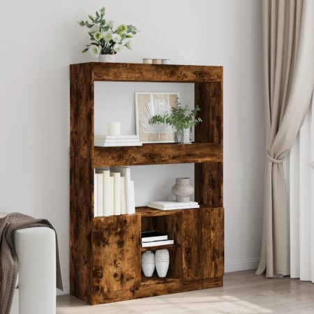 Aparador alto madera de ingeniería roble ahumado 92x33x140 cm de , Librerías y estanterías - Ref: Foro24-3309613, Precio: 94,...