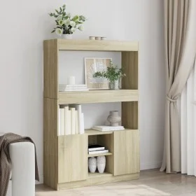 Aparador alto madera de ingeniería roble Sonoma 92x33x140 cm de , Librerías y estanterías - Ref: Foro24-3309611, Precio: 92,4...