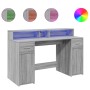 Escritorio con LED madera ingeniería gris sonoma 140x55x91 cm de , Escritorios - Ref: Foro24-3309425, Precio: 213,29 €, Descu...