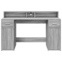 Escritorio con LED madera ingeniería gris sonoma 140x55x91 cm de , Escritorios - Ref: Foro24-3309425, Precio: 213,29 €, Descu...