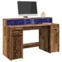 Escritorio con LED madera ingeniería envejecida 140x55x91 cm de , Escritorios - Ref: Foro24-3309427, Precio: 189,49 €, Descue...