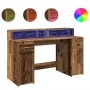 Escritorio con LED madera ingeniería envejecida 140x55x91 cm de , Escritorios - Ref: Foro24-3309427, Precio: 189,49 €, Descue...
